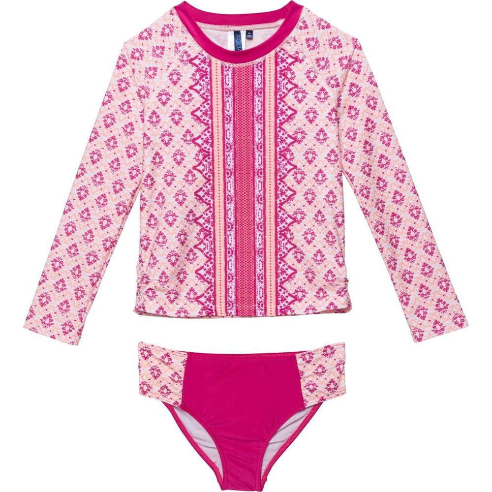 AQUA ET SOL Rash Guard and Bikini Bottoms Set - UPF 50+, Long Sleeve Kids 4T